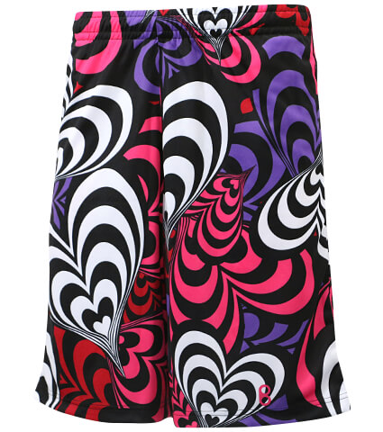 Ballist a Lot of Hearts Zipper Shorts　ピンク/パープル/赤