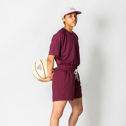 Ballaholic Basic Zip Shorts　クリムゾン/アイボリー