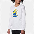 [キッズサイズ]UNDER ARMOUR UA Y Tech Curry Logo LS　白