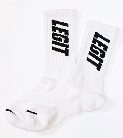 LEGIT Logo Middle Socks　白/黒