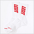 LEGIT Logo Middle Socks　白/赤