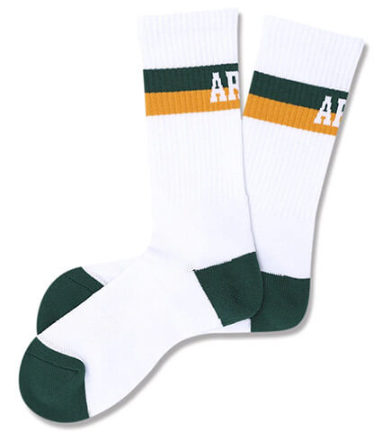 Arch Bi-color Crew Mid. Socks　白/ビリジアン