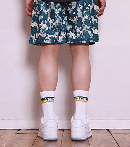 Arch Bi-color Crew Mid. Socks　白/ビリジアン