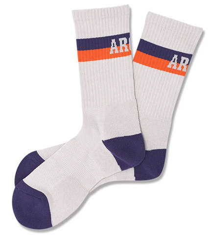Arch Bi-color Crew Mid. Socks　ペイルグレー/パープル