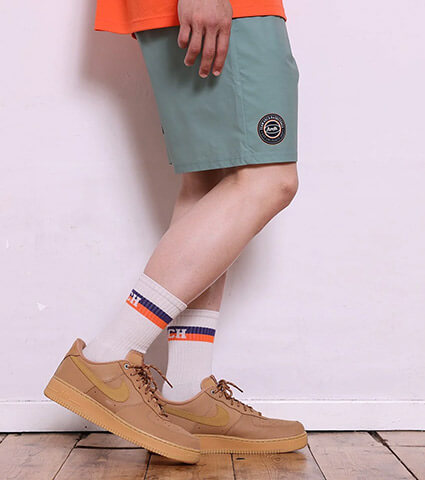 Arch Bi-color Crew Mid. Socks　ペイルグレー/パープル