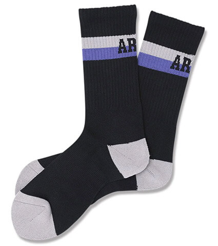 Arch Bi-color Crew Mid. Socks　黒/シルバーグレー