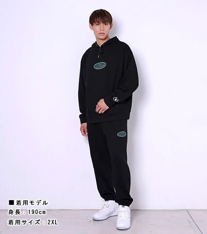 Arch Oval Logo Sweat Pants　黒